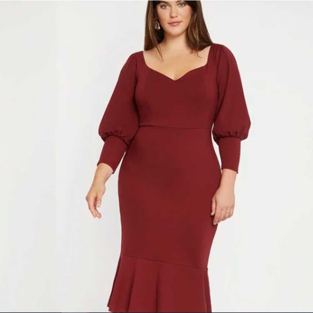 Cabernet Flounce Hem Midi Dress Size 22 SOLD OUT